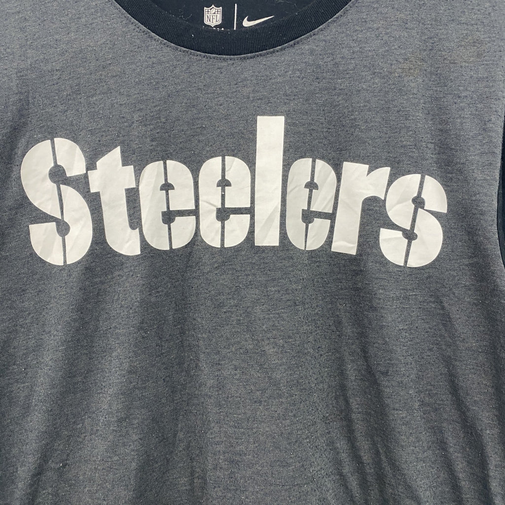 NIKE ナイキ　半袖プリントTシャツ　カジュアル　バイカラー　Steelers　黒　ブラック　グレー　灰色　レトロ　Sサイズ　古着