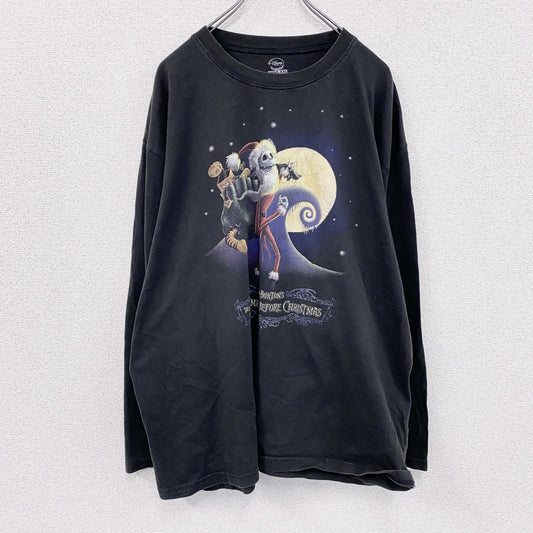 Disney　ディズニー　Nightmare　ナイトメアー　Jack　ジャック　長袖Tシャツ/ロンT　キャラクターT　黒　ブラック　2XLサイズ