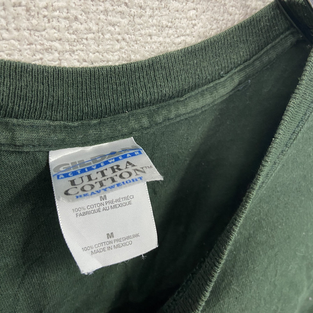 00s　GILDAN　WILSON　ギルダン　ウィルソン　半袖プリントTシャツ　緑　グリーン　Mサイズ カットソー メンズ コットン 古着