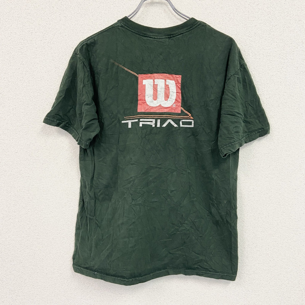 00s　GILDAN　WILSON　ギルダン　ウィルソン　半袖プリントTシャツ　緑　グリーン　Mサイズ カットソー メンズ コットン 古着