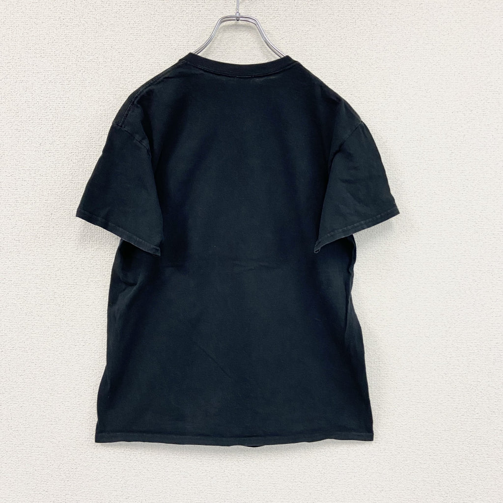 GILDAN　ギルダン　半袖アニマルプリントTシャツ　漢字プリント　虎　トラ　野蛮人　クルーネック　黒　ブラック　Mサイズ　古着
