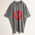 GILDAN ギルダン　半袖プリントTシャツ　クルーネック　グレー　灰色　レッド　赤　ビックシルエット　XLサイズ　古着