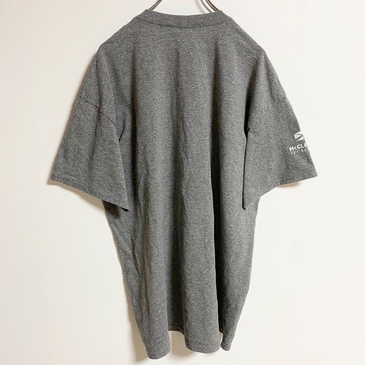 GILDAN ギルダン　半袖プリントTシャツ　クルーネック　グレー　灰色　レッド　赤　ビックシルエット　XLサイズ　古着