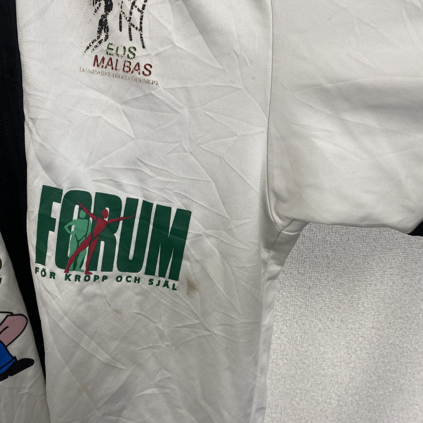 古着 used　90s　NIKE ナイキ　半袖フルジップジャージ　スウッシュロゴ　プリントデザイン　バイカラー　黒　白　Mサイズ