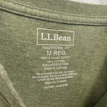 古着 used　L.L.Bean エルエルビーン　半袖プリントTシャツ　カジュアルデザイン　ノームコア　クルーネック　緑　Mサイズ