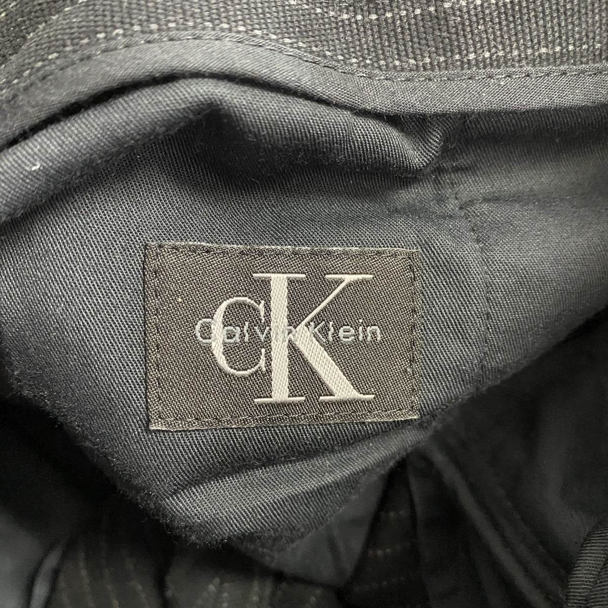 Calvin Klein　カルバンクライン　スラックス　ジップフライ　ストライプ　黒　ブラック　31サイズ　古着