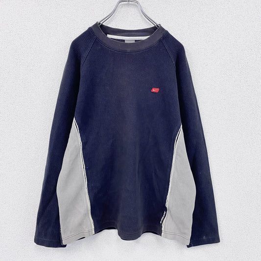 00s　NIKE　ナイキ　スウェット/トレーナー　ワンポイントロゴ　ヴィンテージ　ネイビー　グレー　Mサイズ　