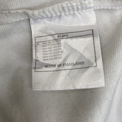 古着 used　90s　NIKE ナイキ　半袖フルジップジャージ　スウッシュロゴ　プリントデザイン　バイカラー　黒　白　Mサイズ