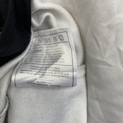 古着 used　90s　NIKE ナイキ　半袖フルジップジャージ　スウッシュロゴ　プリントデザイン　バイカラー　黒　白　Mサイズ