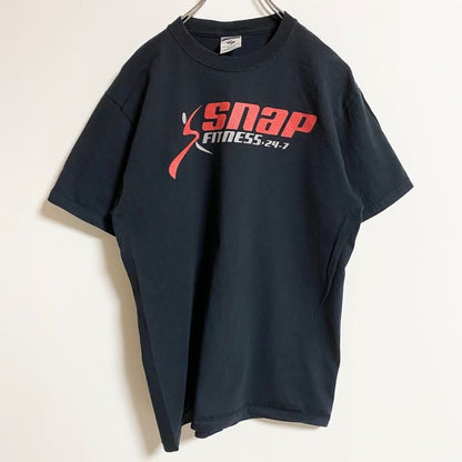 古着 used　JERZEES ジャージーズ　半袖プリントTシャツ　Snap　企業　フィットネス　黒　ブラック　Mサイズ