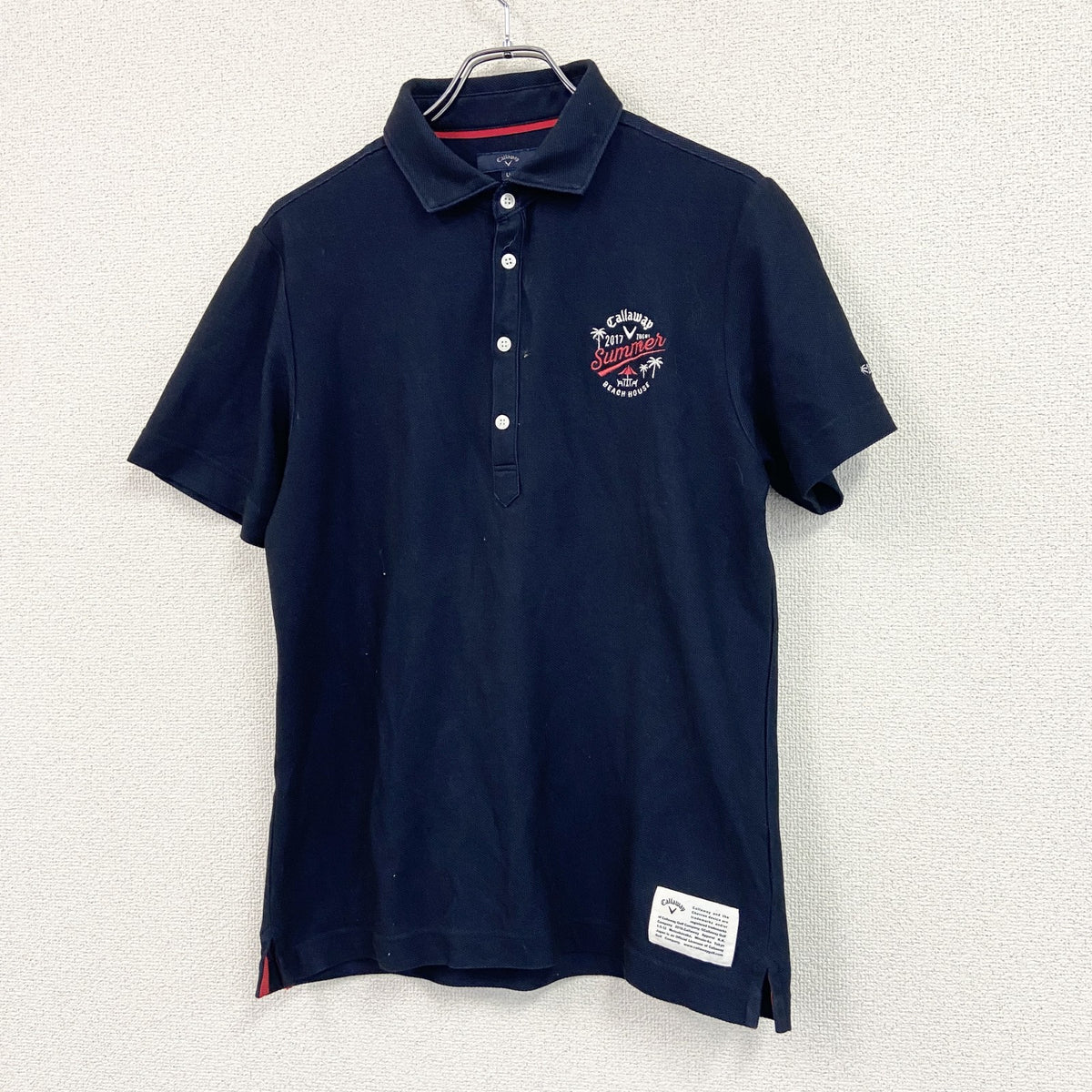 Callaway　キャロウェイ　半袖ポロシャツ　紺　ネイビー　LLサイズ メンズ ポリエステル コットン 古着
