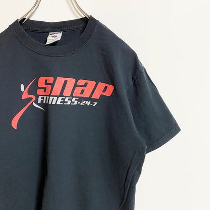 古着 used　JERZEES ジャージーズ　半袖プリントTシャツ　Snap　企業　フィットネス　黒　ブラック　Mサイズ