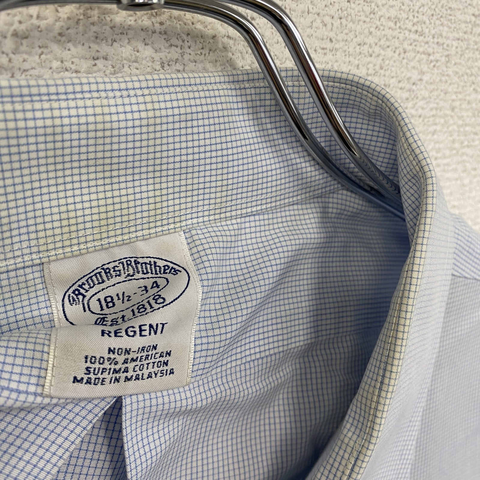 Brooks Brothers　ブルックスブラザーズ　長袖シャツ　チェック柄　水色　ブルー　白　ホワイト　古着