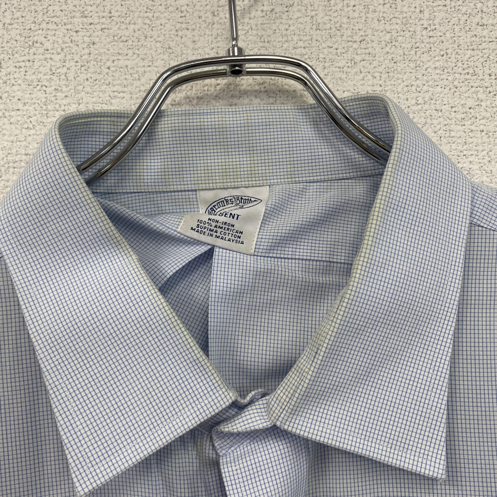 Brooks Brothers　ブルックスブラザーズ　長袖シャツ　チェック柄　水色　ブルー　白　ホワイト　古着