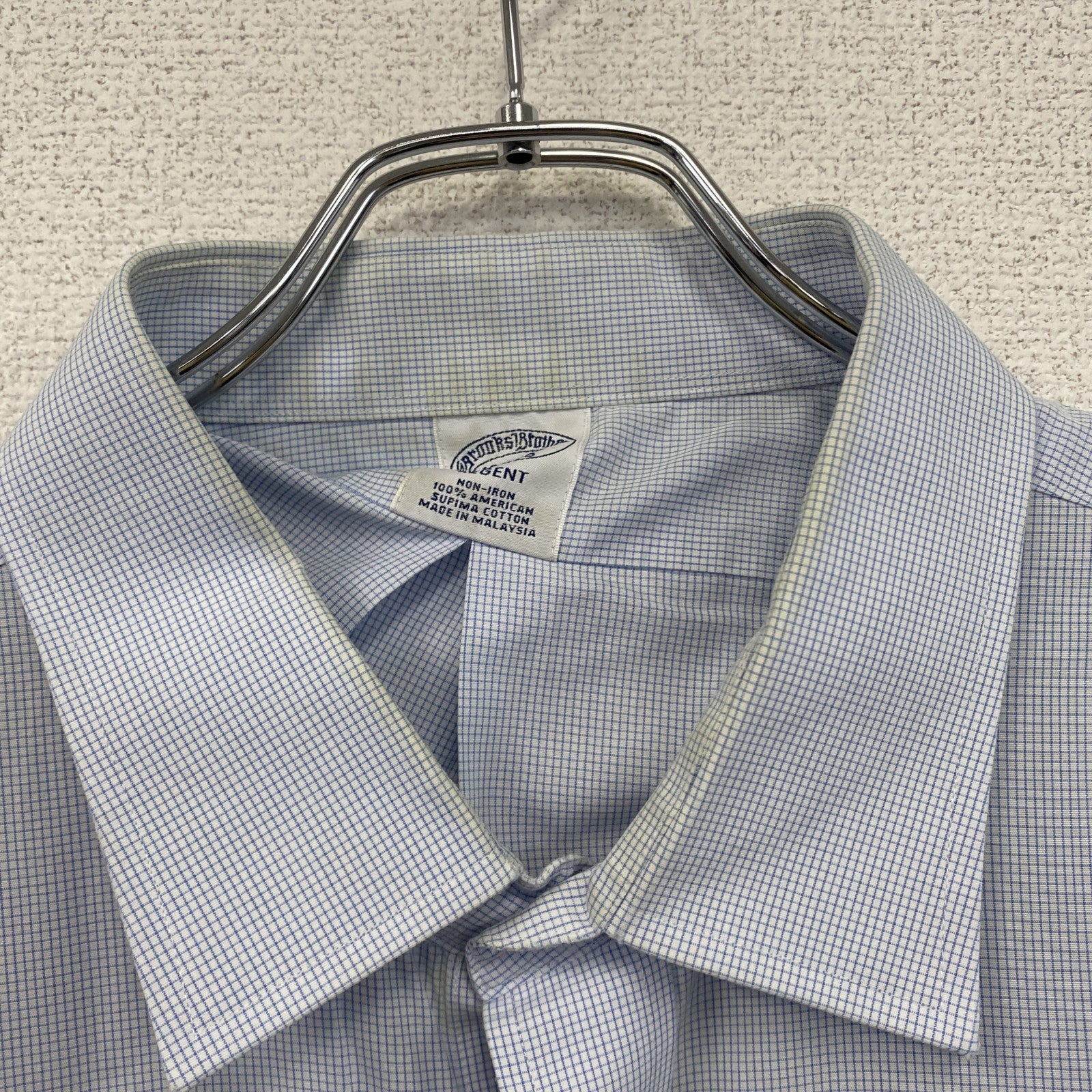 Brooks Brothers　ブルックスブラザーズ　長袖シャツ　チェック柄　水色　ブルー　白　ホワイト　古着