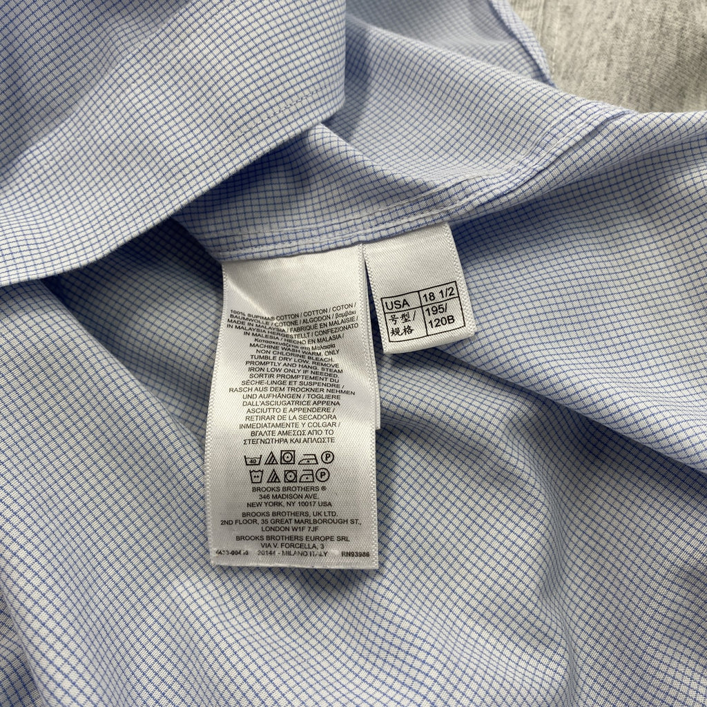 Brooks Brothers　ブルックスブラザーズ　長袖シャツ　チェック柄　水色　ブルー　白　ホワイト　古着
