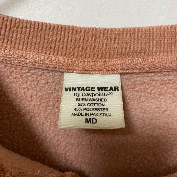 VINTAGE WEAR　Baypointe　長袖クルーネックプリントスウェット　トレーナー　Vガゼット　Mサイズ　古着