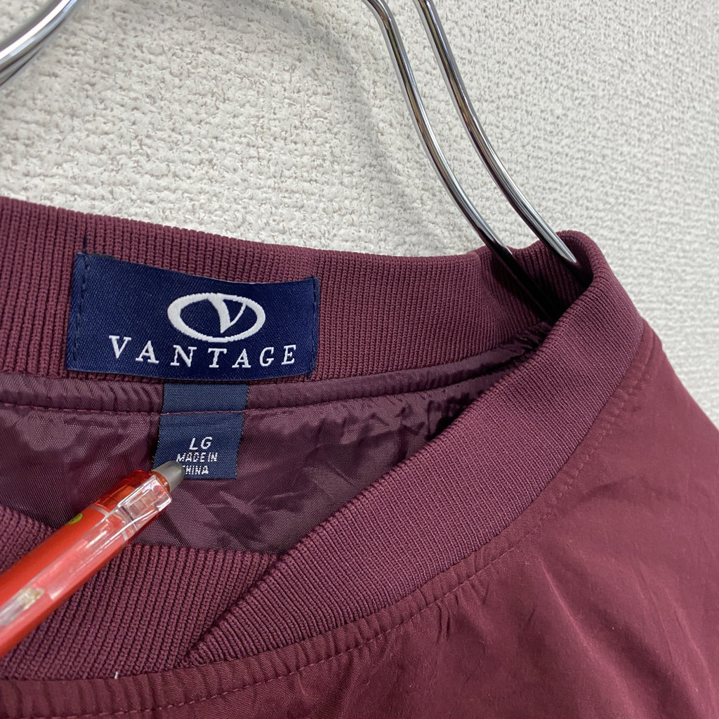 ～00s　VANTAGE　プルオーバージャケット　ウインドブレーカー　刺繍入り　ヴィンテージ　ボルドー　Lサイズ　古着