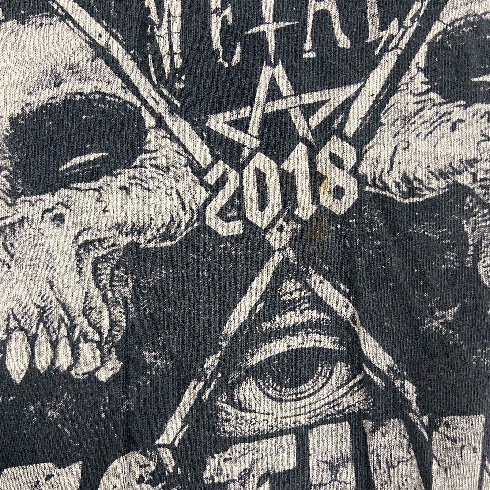 GILDAN　ギルダン　半袖プリントTシャツ　ヘビーメタルフェスティバル　スカル　骸骨　黒　ブラック　Lサイズ　古着
