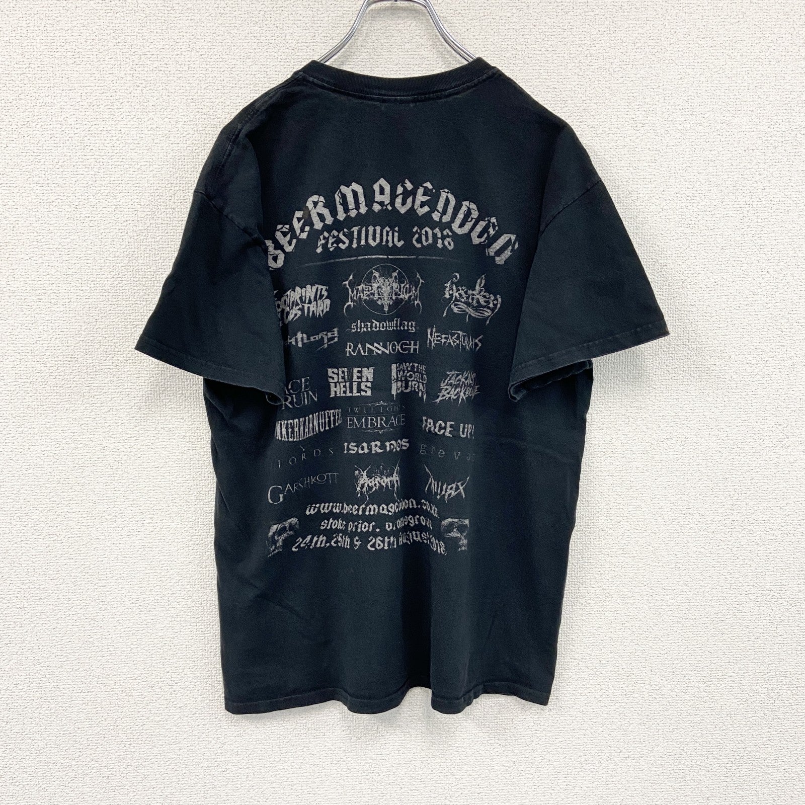 GILDAN　ギルダン　半袖プリントTシャツ　ヘビーメタルフェスティバル　スカル　骸骨　黒　ブラック　Lサイズ　古着