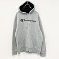 champion　チャンピオン　スウェットパーカー/フーディー　ロゴプリント　グレー　灰色　Lサイズ　古着