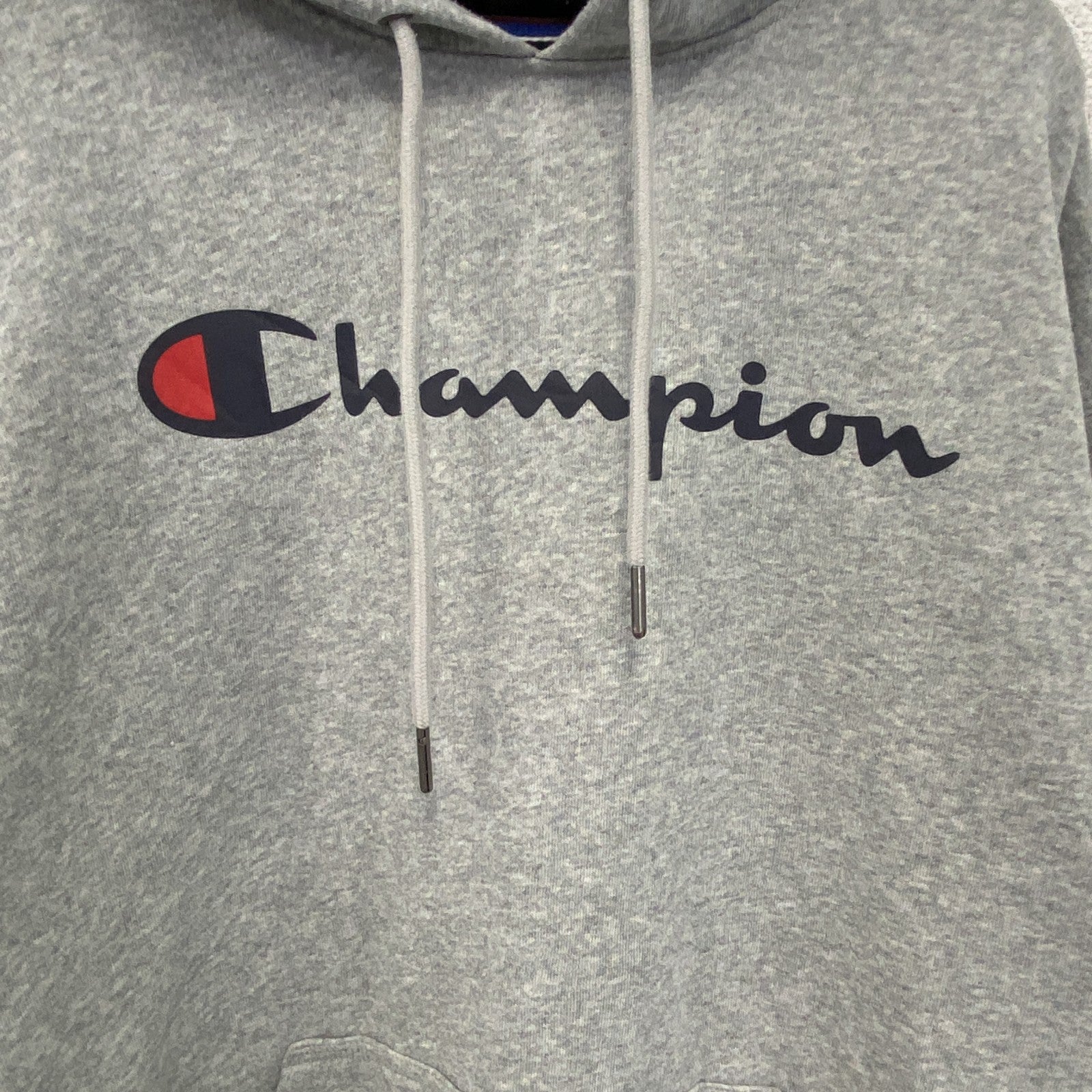 champion　チャンピオン　スウェットパーカー/フーディー　ロゴプリント　グレー　灰色　Lサイズ　古着