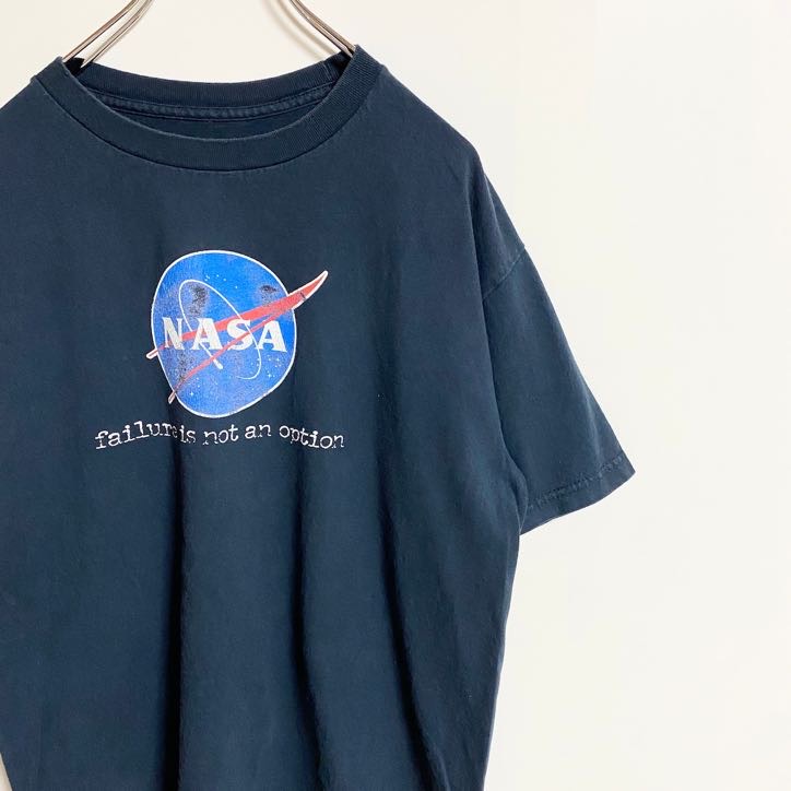 古着 used　NASA ナサ　半袖ロゴプリントTシャツ　クルーネック　企業ロゴ　黒　ブラック　春夏服　Mサイズ