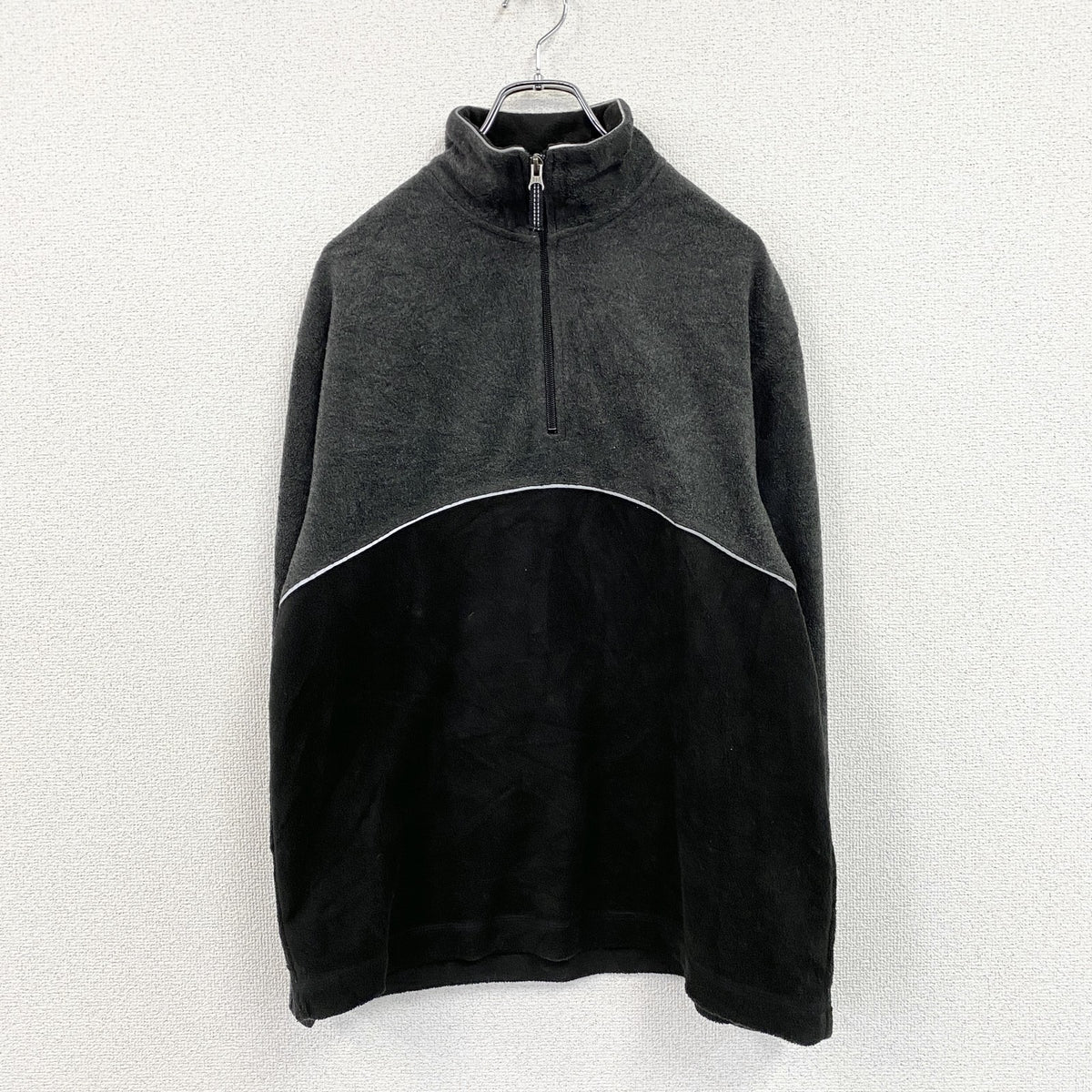 ～00s　OLD GAP　オールドギャップ　ハーフジップフリースプルオーバージャケット　ブラック　グレー　灰色　Sサイズ　古着