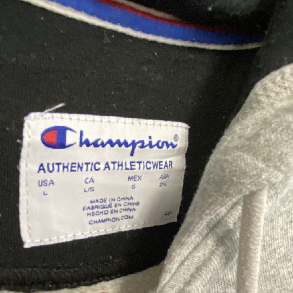 champion　チャンピオン　スウェットパーカー/フーディー　ロゴプリント　グレー　灰色　Lサイズ　古着