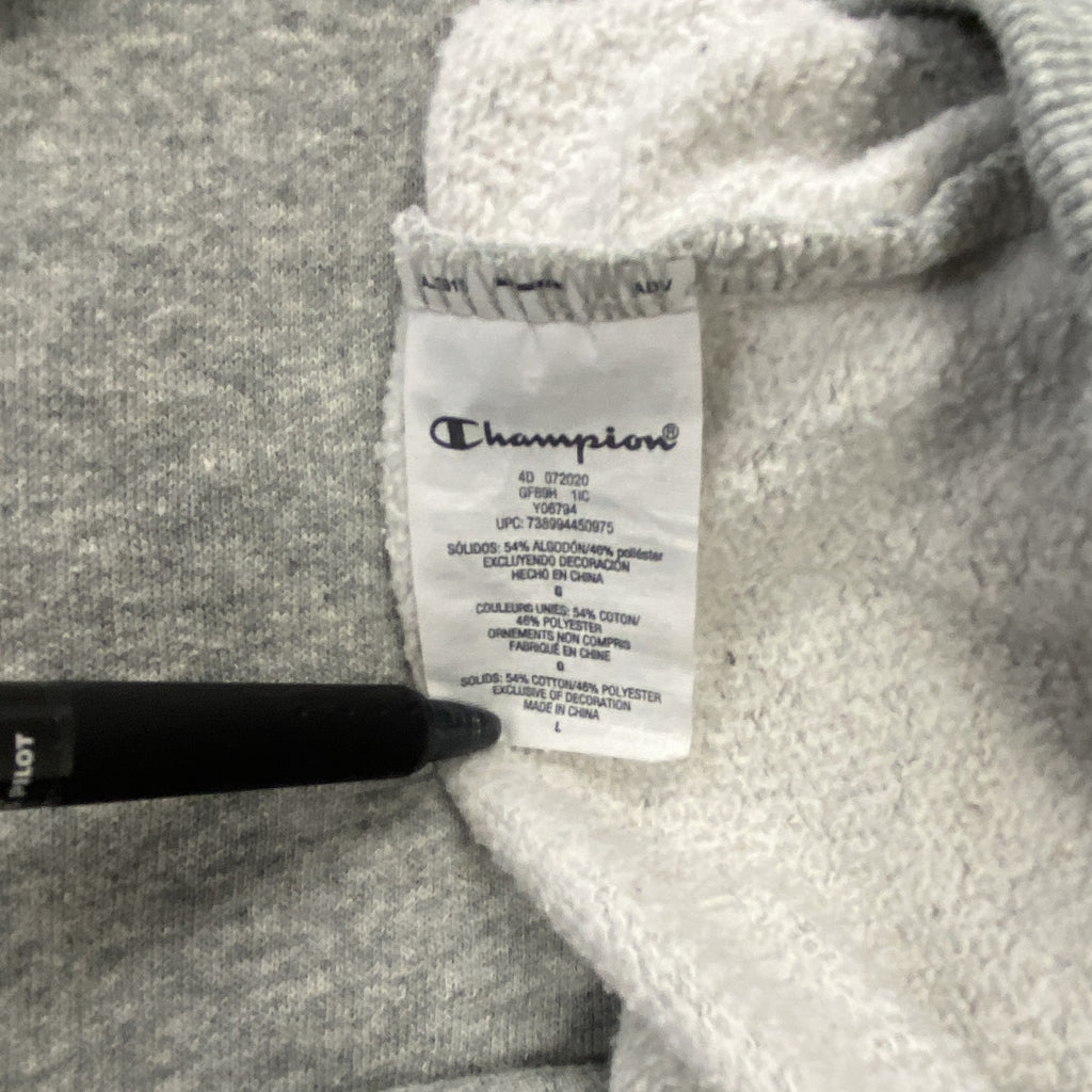 champion　チャンピオン　スウェットパーカー/フーディー　ロゴプリント　グレー　灰色　Lサイズ　古着