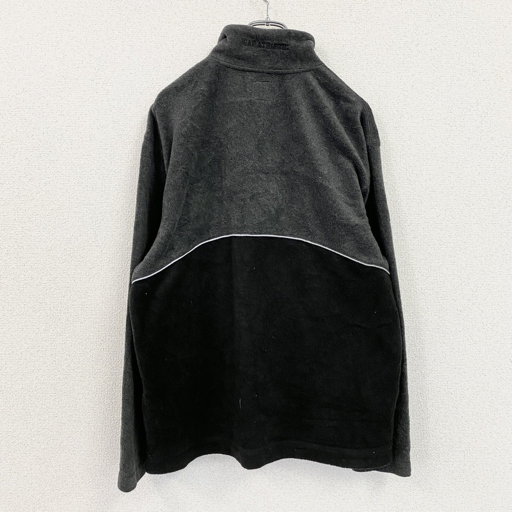 ～00s　OLD GAP　オールドギャップ　ハーフジップフリースプルオーバージャケット　ブラック　グレー　灰色　Sサイズ　古着