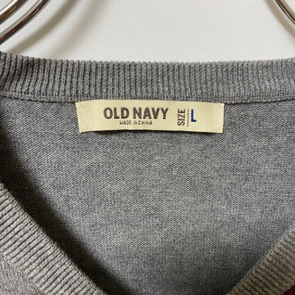 古着 used　OLD NAVY オールドネイビー　長袖Vネックニット　セーター　アーガイル柄　カラフル　グレー　Lサイズ