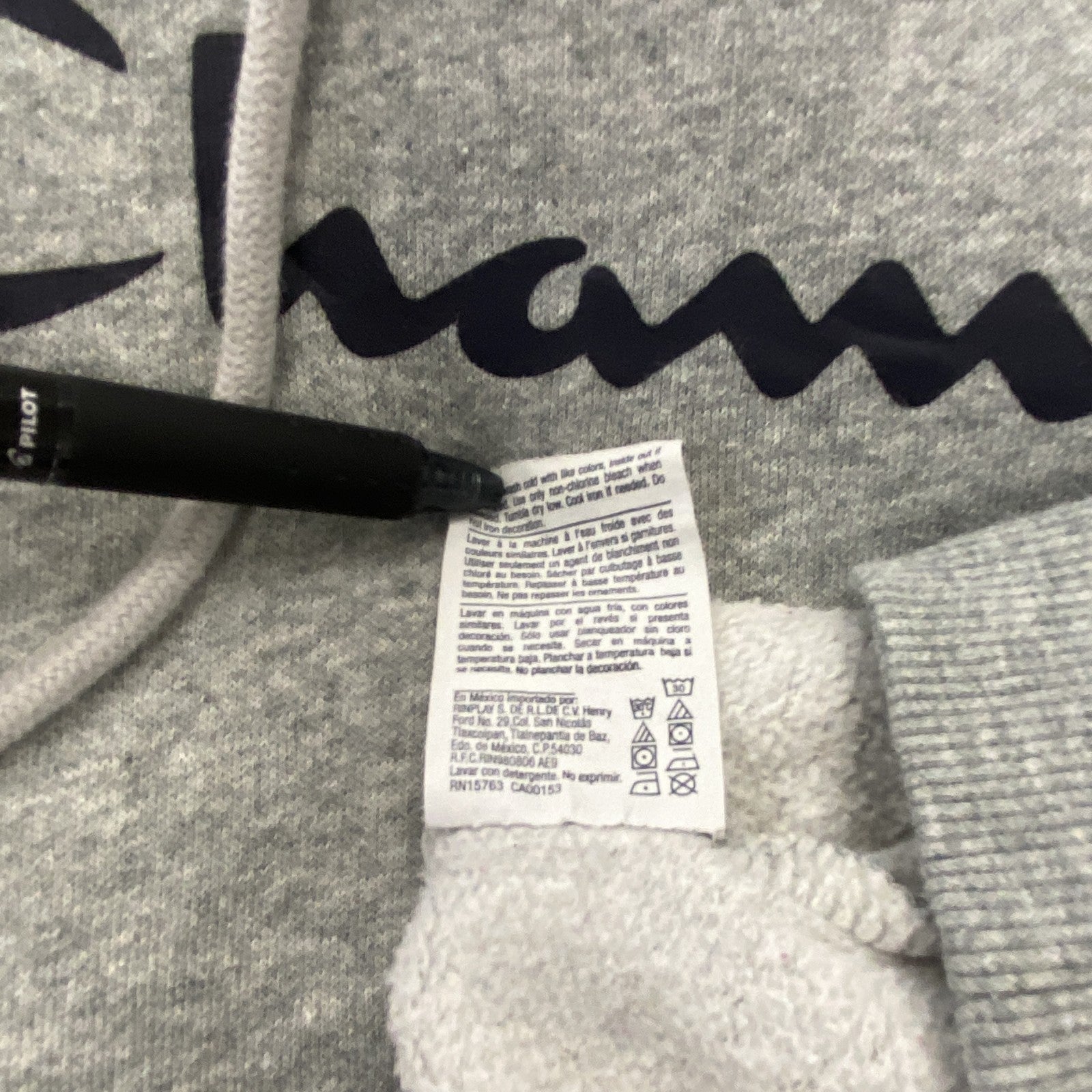 champion　チャンピオン　スウェットパーカー/フーディー　ロゴプリント　グレー　灰色　Lサイズ　古着