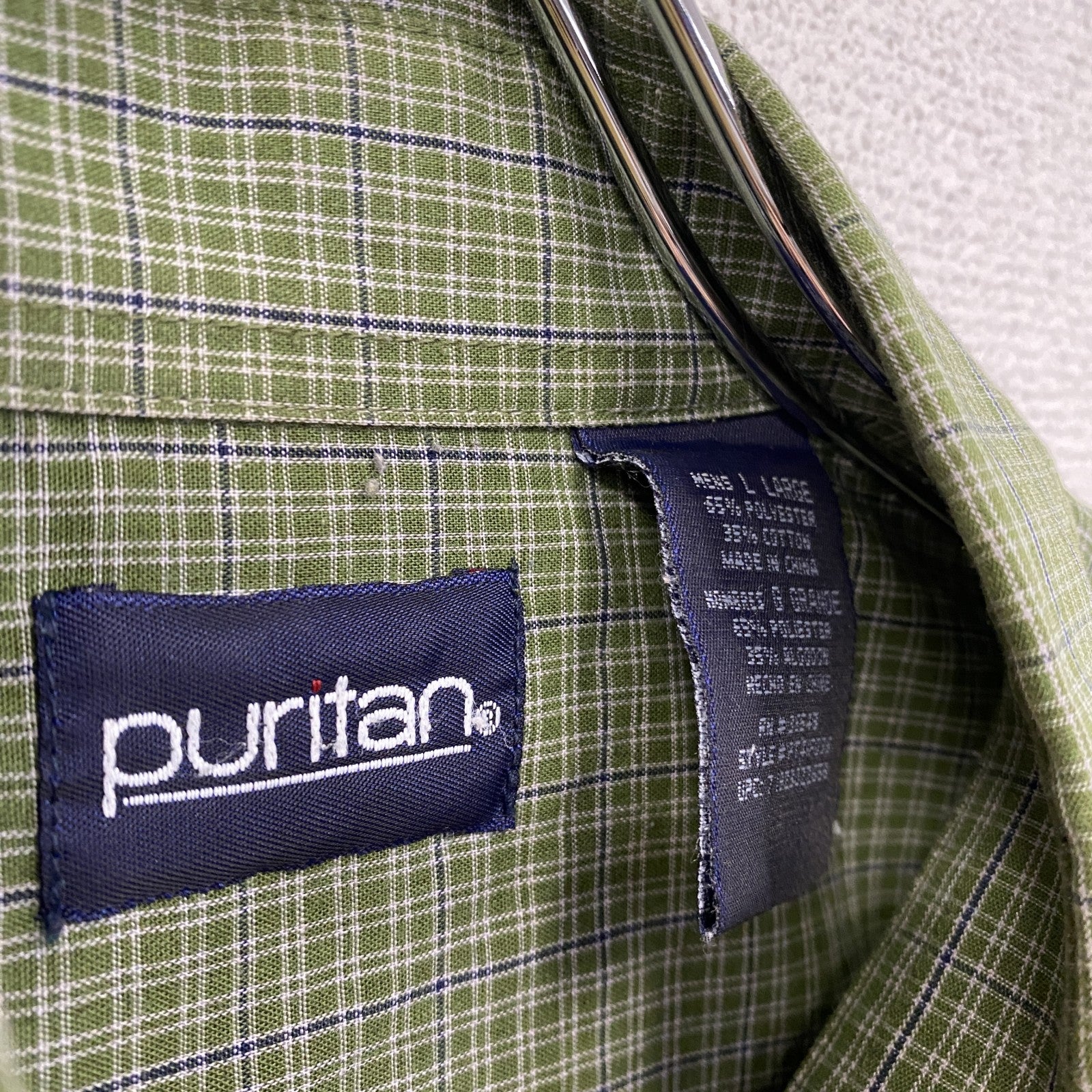 90s　puritan　ピューリタン　長袖シャツ　ボタンダウンシャツ　チェック柄　ヴィンテージ　緑　グリーン　XLサイズ　古着