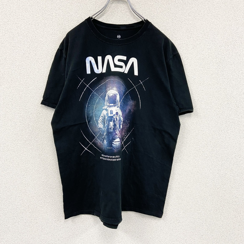 HYPER SPACE　NASA　半袖プリントTシャツ　企業ロゴ　宇宙　黒　ブラック　XLサイズ　古着