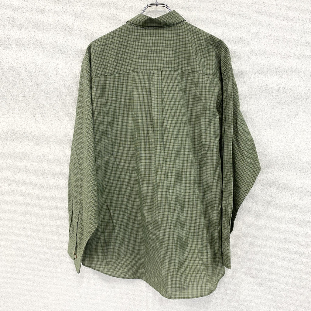 90s　puritan　ピューリタン　長袖シャツ　ボタンダウンシャツ　チェック柄　ヴィンテージ　緑　グリーン　XLサイズ　古着