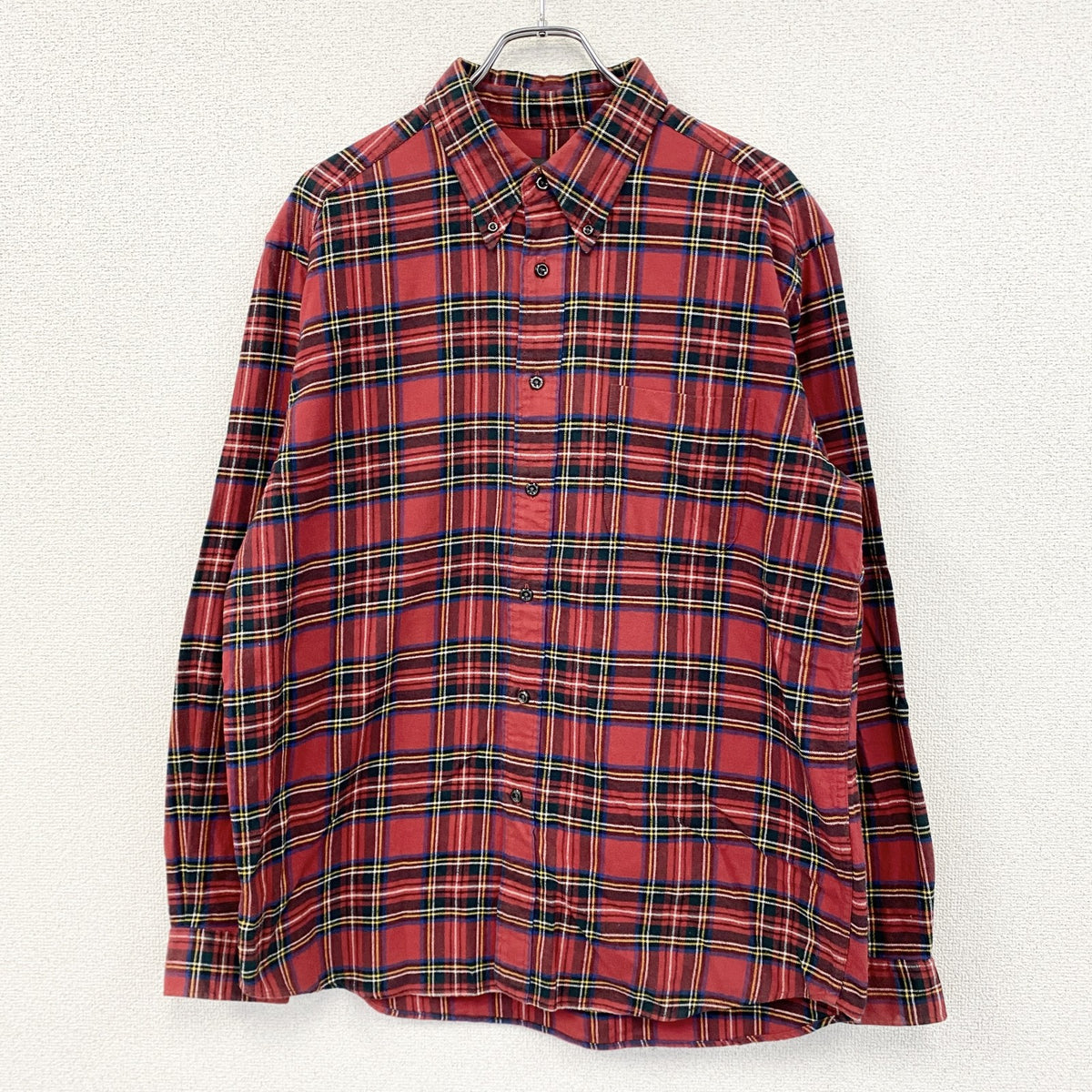 Eddie Bauer　エディーバウアー　長袖シャツ　ボタンダウンシャツ　チェック柄　赤　レッド　Lサイズ　古着