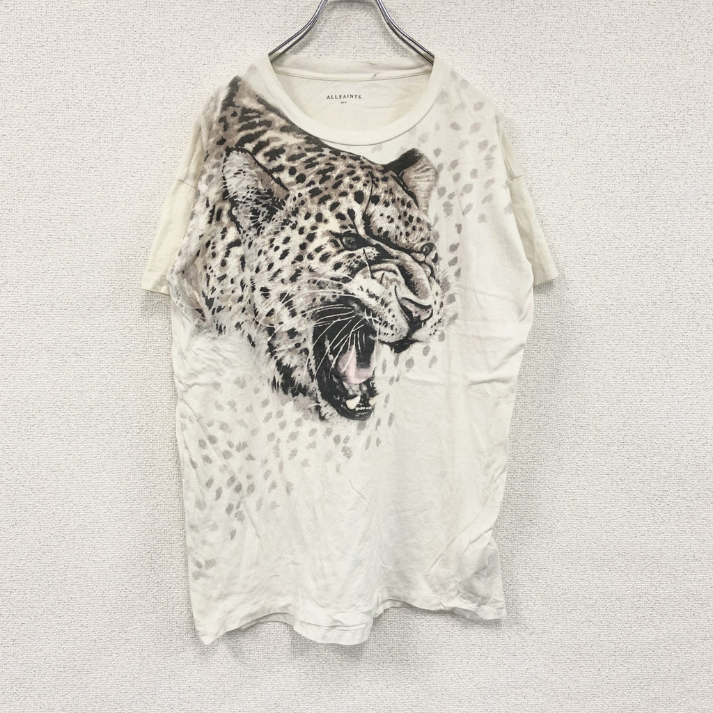 ALLSAINTS　半袖プリントアニマルTシャツ　ヒョウ柄　白　ホワイト　Sサイズ　古着