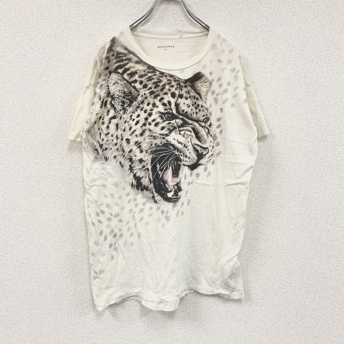 ALLSAINTS　半袖プリントアニマルTシャツ　ヒョウ柄　白　ホワイト　Sサイズ　古着