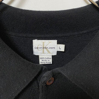 古着 used　Calvin Klein Jeans カルバンクラインジーンズ　長袖ハーフボタンニット　セーター　黒　Lサイズ