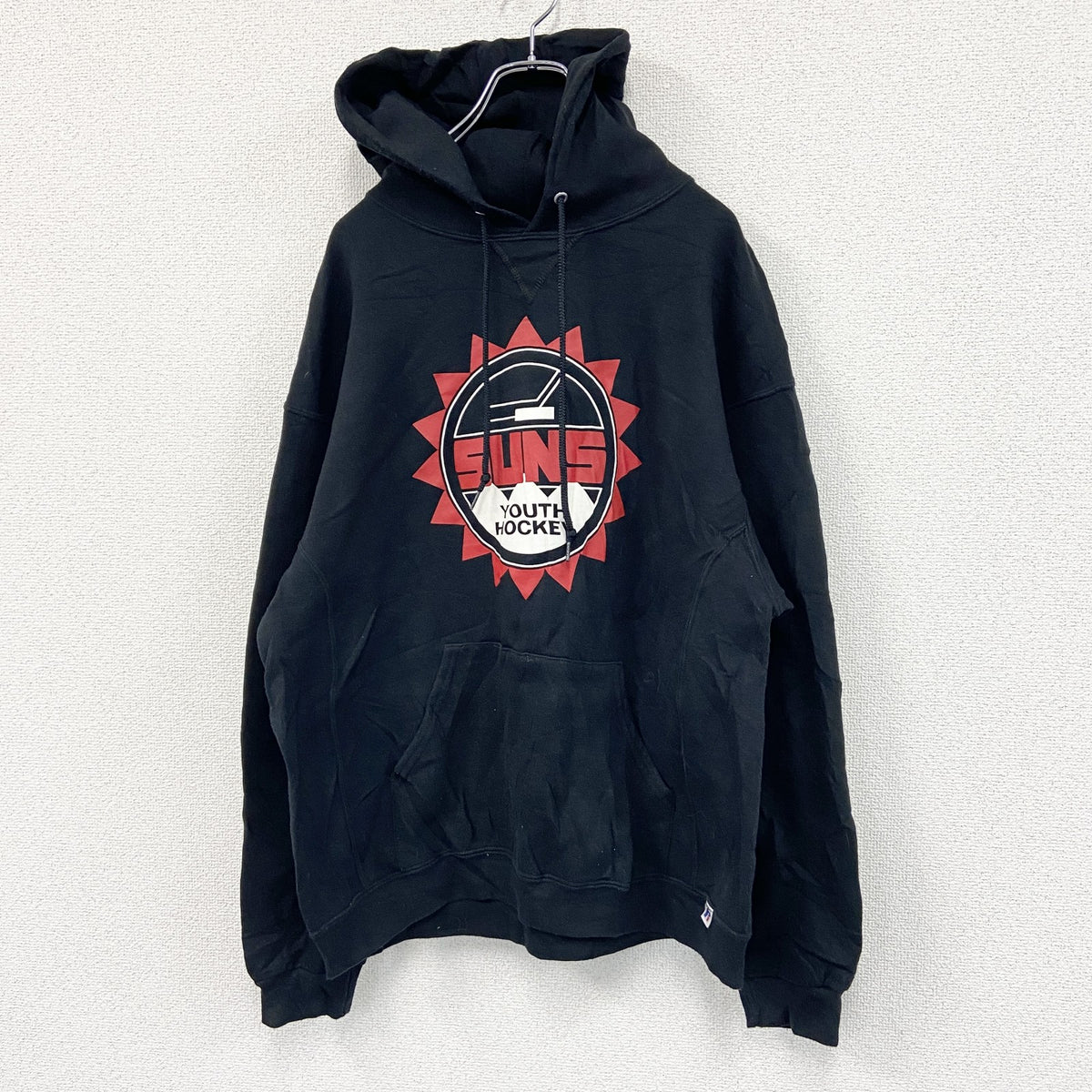00s　RUSSELL ATHLETIC　ラッセル　スウェットパーカー/フーディー　ヴィンテージ　黒　ブラック　Lサイズ　古着