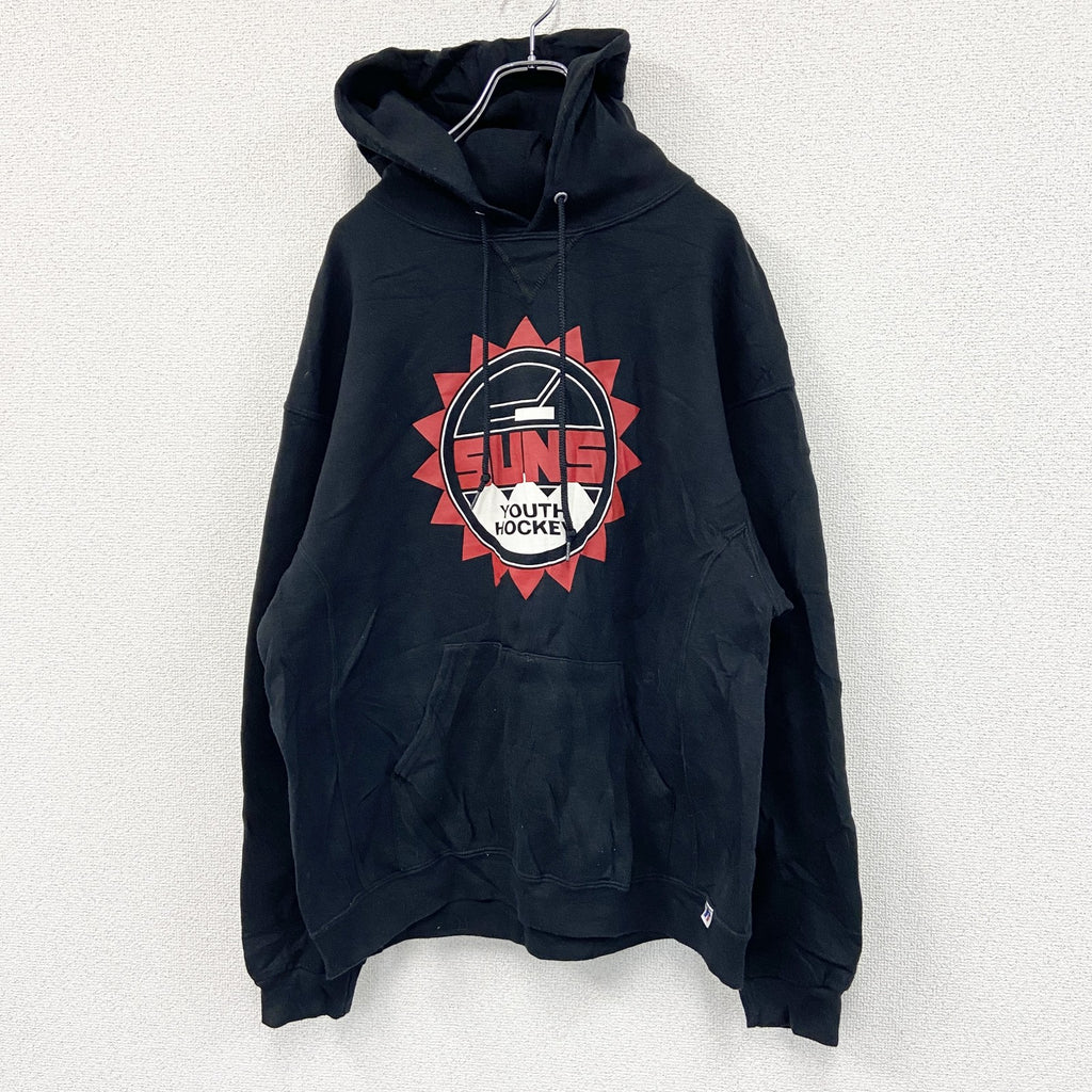 00s　RUSSELL ATHLETIC　ラッセル　スウェットパーカー/フーディー　ヴィンテージ　黒　ブラック　Lサイズ　古着