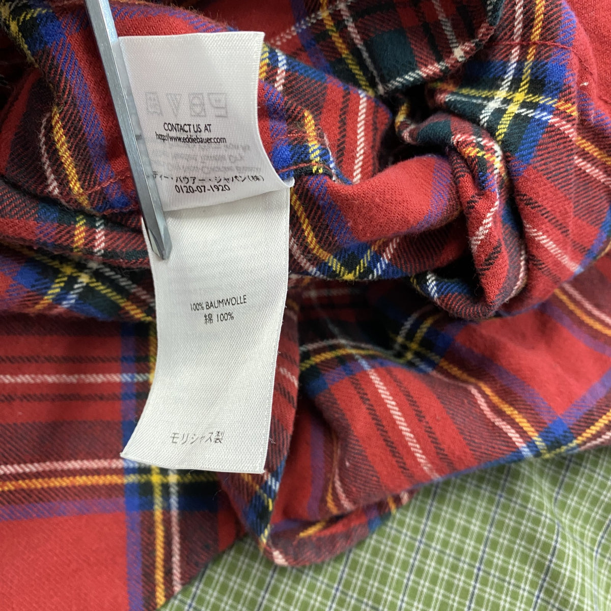Eddie Bauer　エディーバウアー　長袖シャツ　ボタンダウンシャツ　チェック柄　赤　レッド　Lサイズ　古着