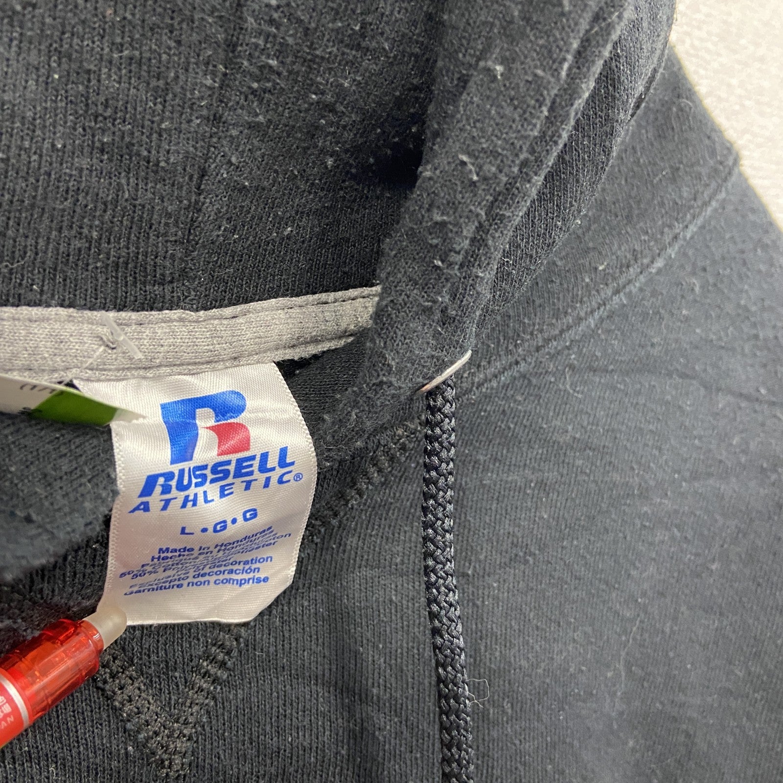 00s　RUSSELL ATHLETIC　ラッセル　スウェットパーカー/フーディー　ヴィンテージ　黒　ブラック　Lサイズ　古着