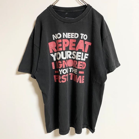 古着 used　半袖プリントTシャツ　コットンTシャツ　クルーネック　黒　ブラック　ビックシルエット　XLサイズ