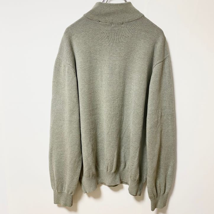 IZOD　アイゾッド　ハーフジップニットセーター　総柄　灰色　グレー　XLサイズ　古着