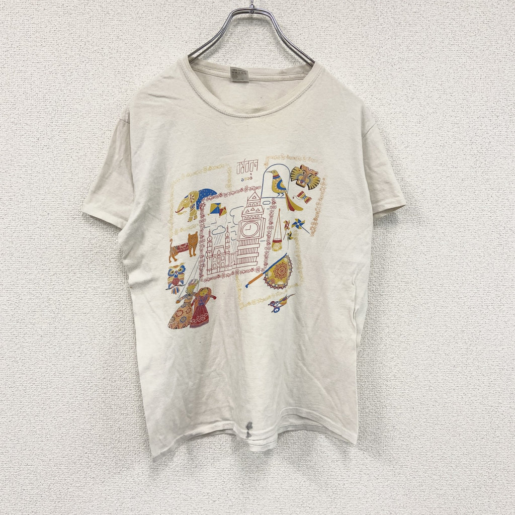 CLASSIC RINGSPUN　半袖プリントTシャツ　白　ホワイト　Mサイズ カットソー メンズ コットン 古着