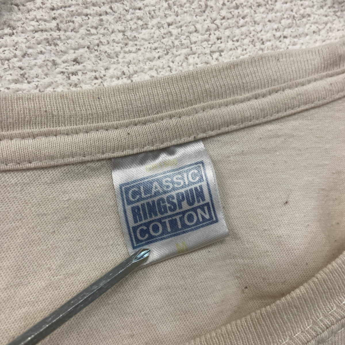 CLASSIC RINGSPUN　半袖プリントTシャツ　白　ホワイト　Mサイズ カットソー メンズ コットン 古着