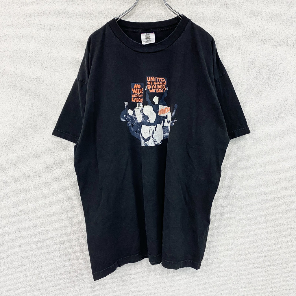 UNION MADE　半袖プリントTシャツ　黒　ブラック　2XLサイズ カットソー メンズ コットン 古着