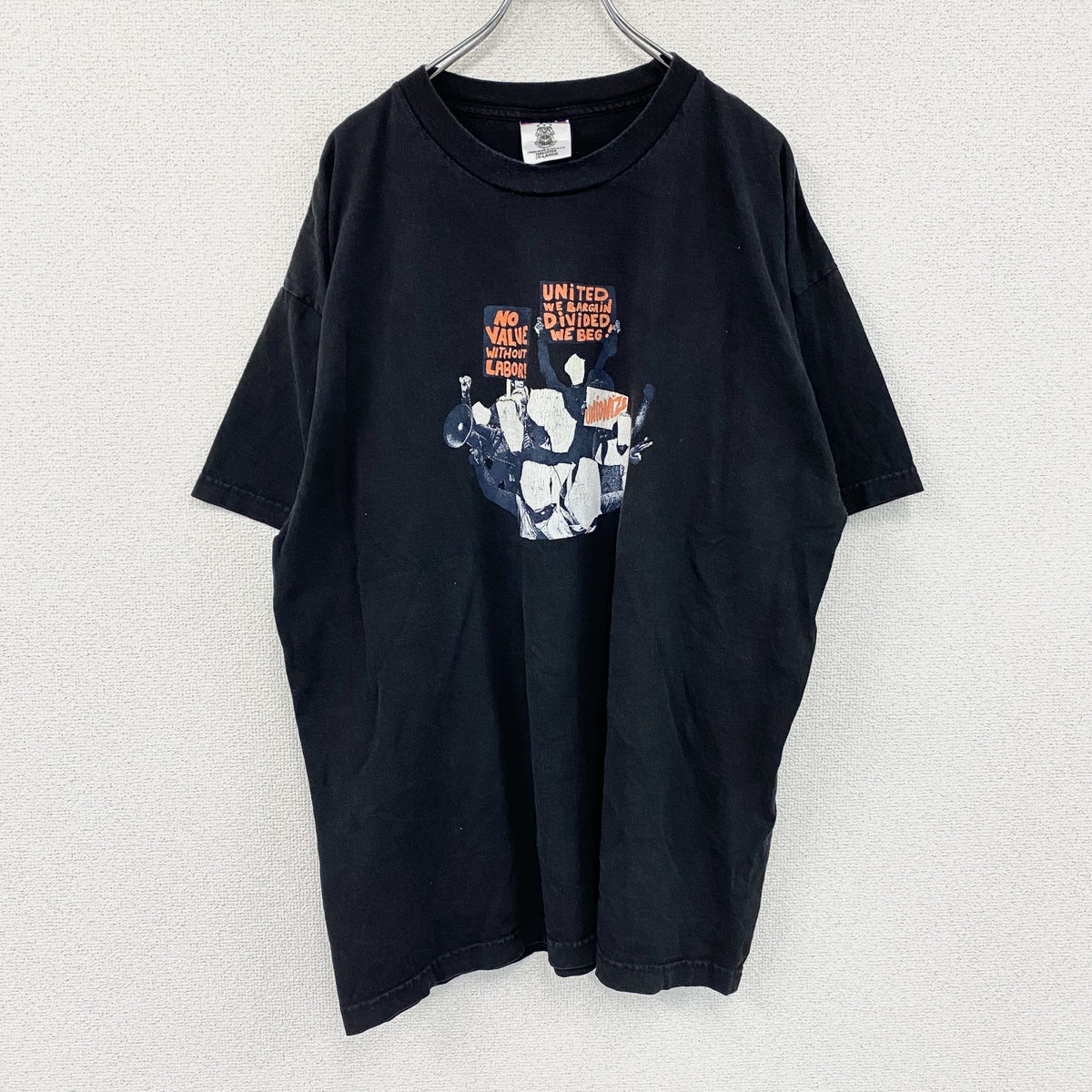 UNION MADE　半袖プリントTシャツ　黒　ブラック　2XLサイズ カットソー メンズ コットン 古着